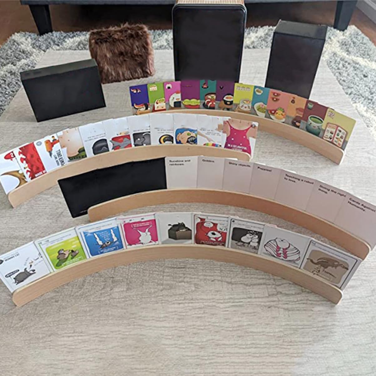 Luxshiny Wooden Playing Card Holders Anti-Slip Game Cards Racks Organizer for Seniors for Bridge and Canasta