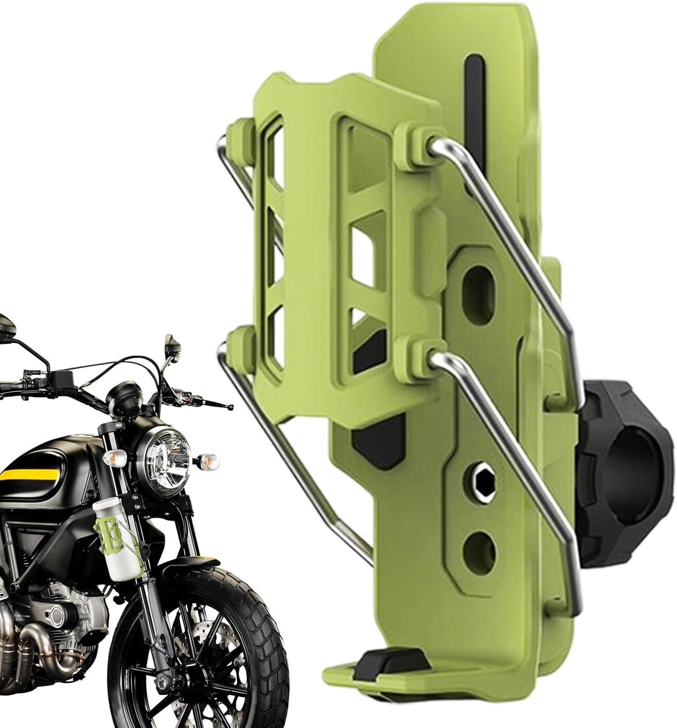 自転車用ボトルホルダー | ハンドルバードリンクケージ 自動クランプ | 360度回転式 水筒ホルダー ロードバイク サイクリングア