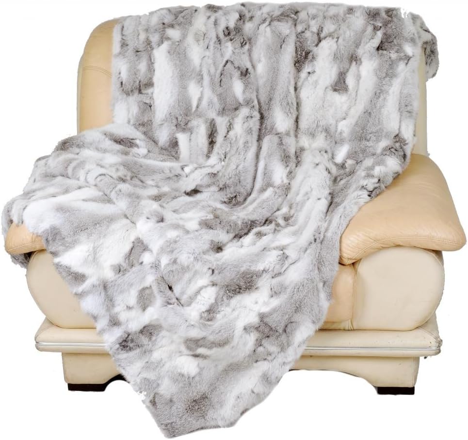 130x150cm Custom Made Natural Rabbit Real Fur Rugs and Carpets,Grey