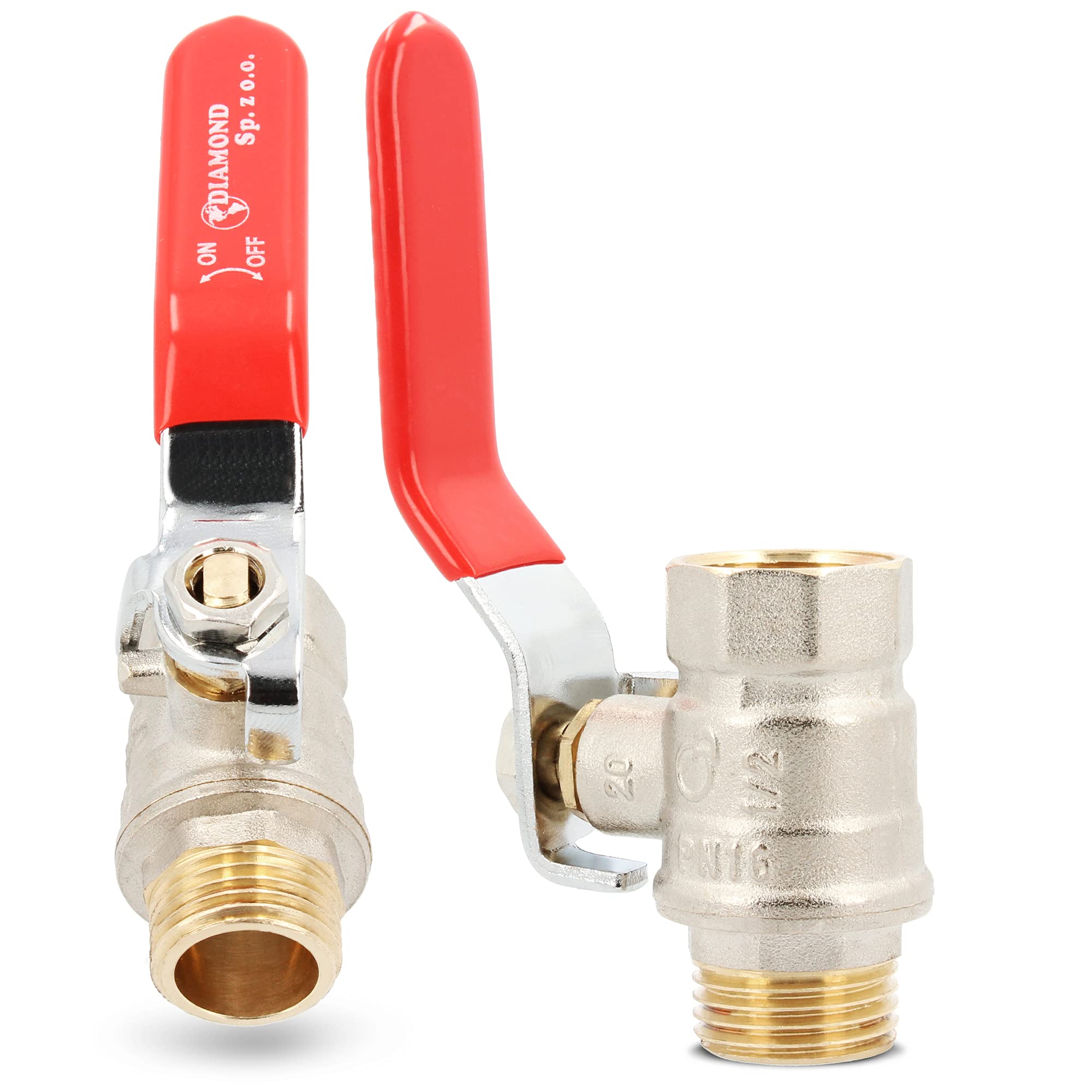 Messing Kugelhahn 1/2" DN15 | Voll Durchgang | PTFE Dichtung | Vernickelt Blau