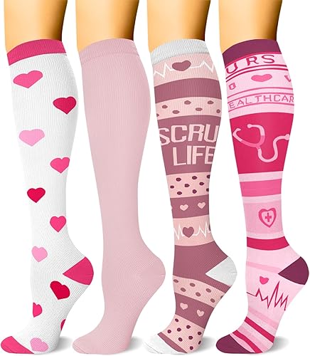 HLTPRO - Calcetines de compresión para mujeres u hombres, 6 pares de calcetines de compresión de 20 a 30 mmHg para médicos o enfermeros o para correr