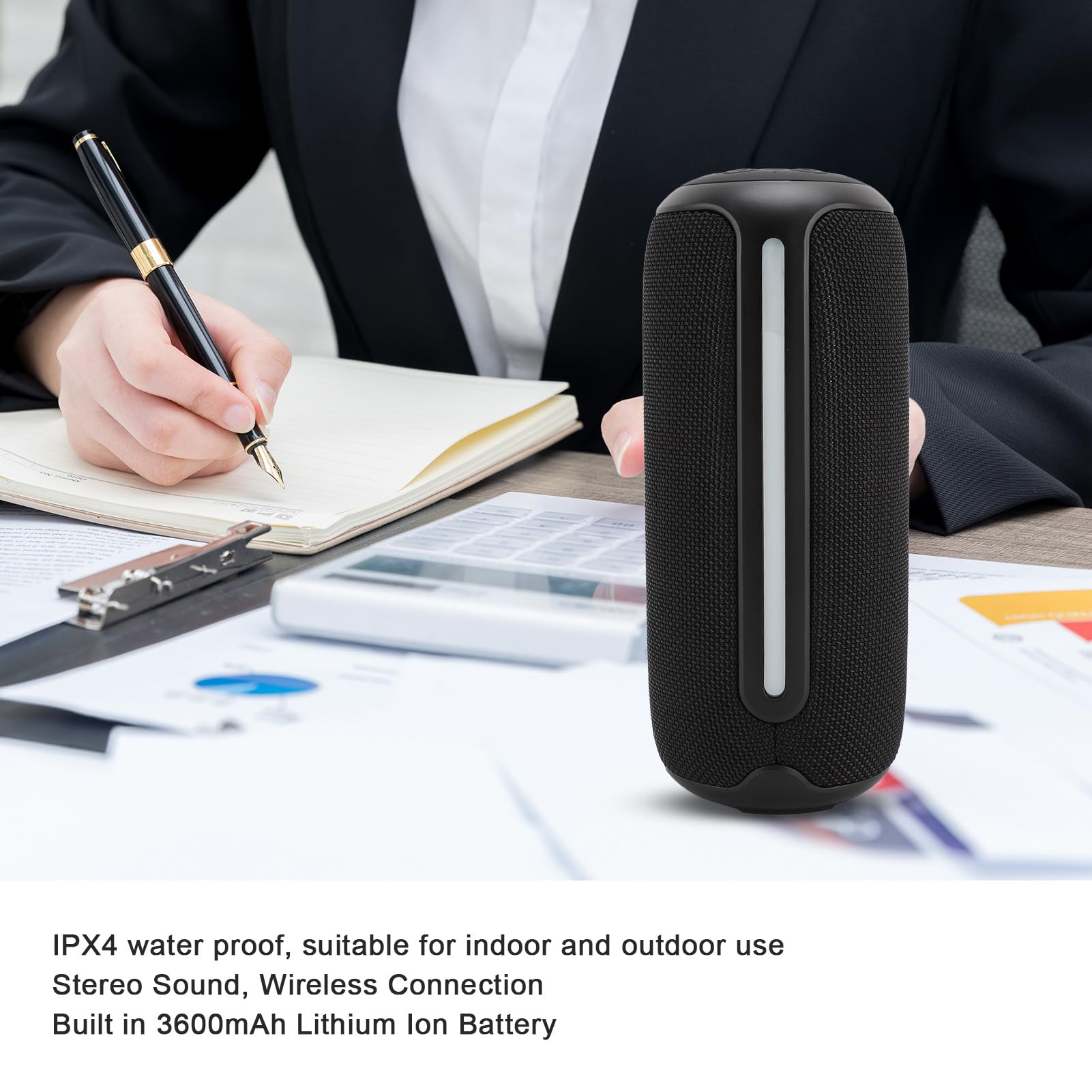Przenośny Głośnik Bluetooth, Wodoodporny Głośnik IPX4 z Kolorowymi Migającymi światłami, Wbudowana Bateria 3600 MAh, Cały dzień Odtwarzania, Parowanie TWS, Mały Głośnik do Domu /