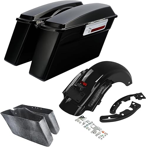 Miniatura 27 de TCMT Alforjas duras + guardabarros trasero LED para Harley Touring Road King Electra Glide Street Glide Road Glide Ultra Classic 2009-2013