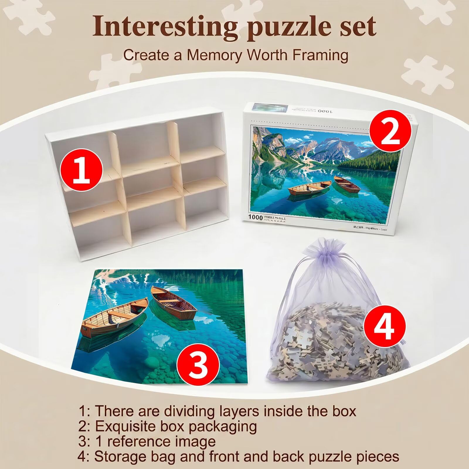 lac Paysage-2 Puzzle 3000 Pièces pour Adultes, Format 122 x 81 cm, Challenge Casse-Tête de Famille, Loisirs Créatifs et Relaxation, Pièces Robustes avec Lettres au Dos, Décor Murale Salon f0-298