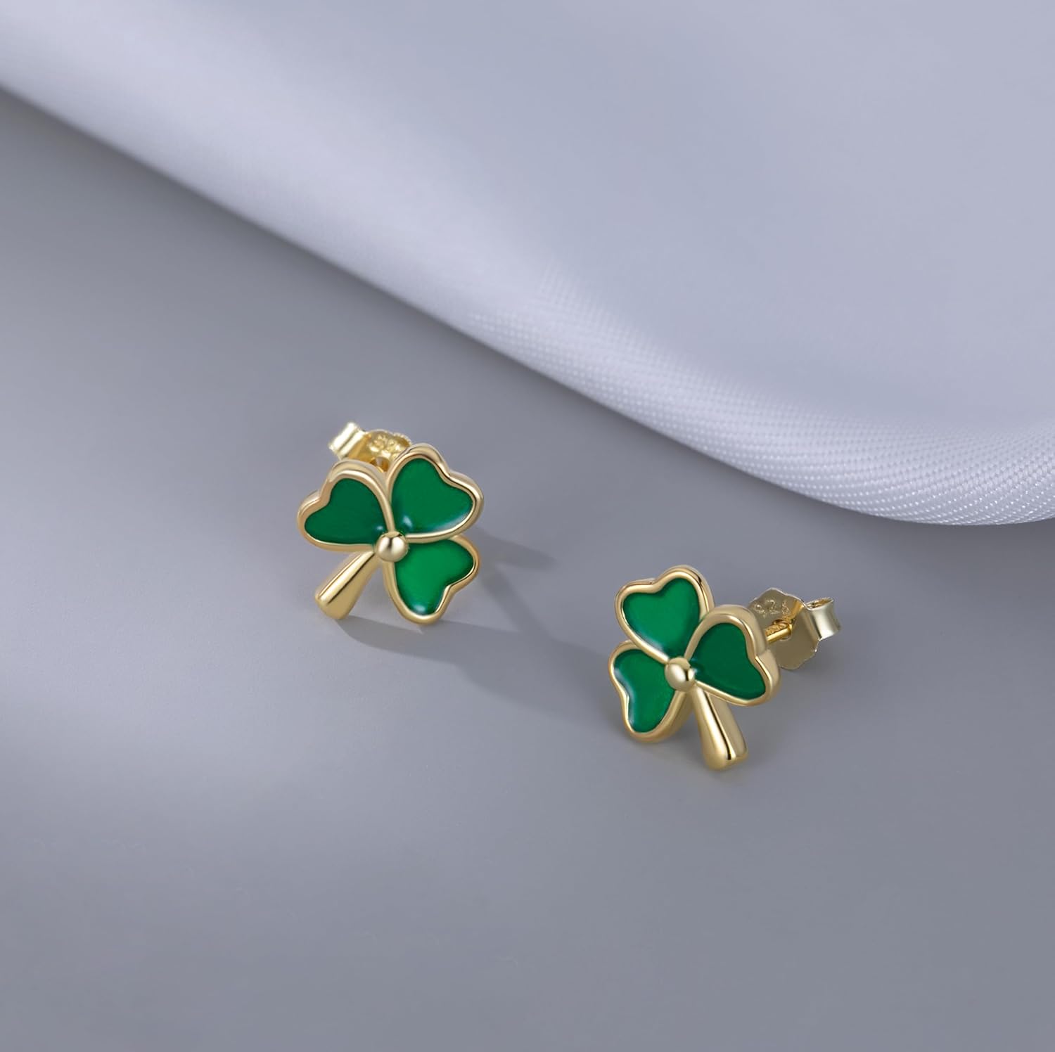 SLUYNZ 925 Sterling Silver Clover Stud Earrings for Women Teens Green Irish Shamrock Earrings Studs for St Patricks Day - Image 3