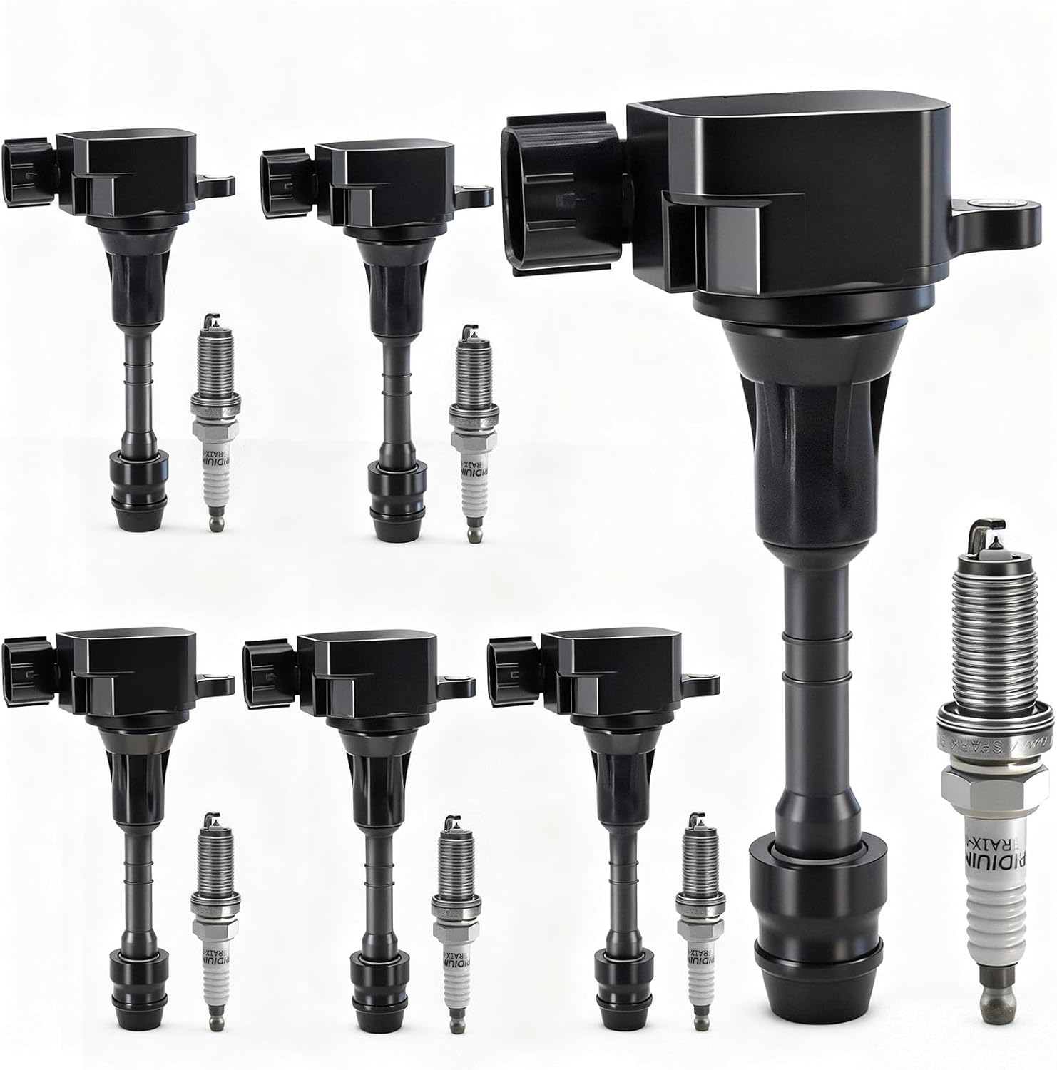 Set of 6 Ignition Coil Pack UF349 & Double Iridium Spark Plug 6376 Compatible with Nissan Altima Maxima Murano Frontier Quest Xterra Pathfinder for Infiniti l35 QX4 Replaces #C1406 224018H515