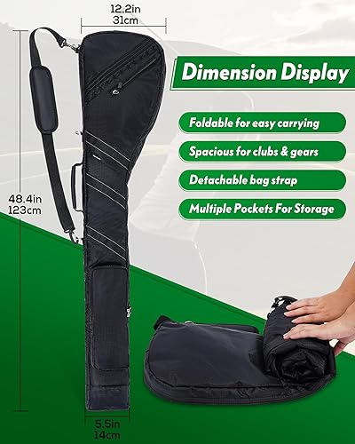 Miniatura 3 de Big Teeth Bolsa de golf domingo, pequeña bolsa de golf ligera, bolsa de golf Par 3 para unos pocos clubes, práctica con correa de transporte