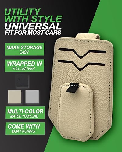 Miniatura 6 de Teoenix Soporte magnético para lentes de sol para automóvil, soporte magnético de cuero para gafas de sol para automóvil, clip para visera solar de