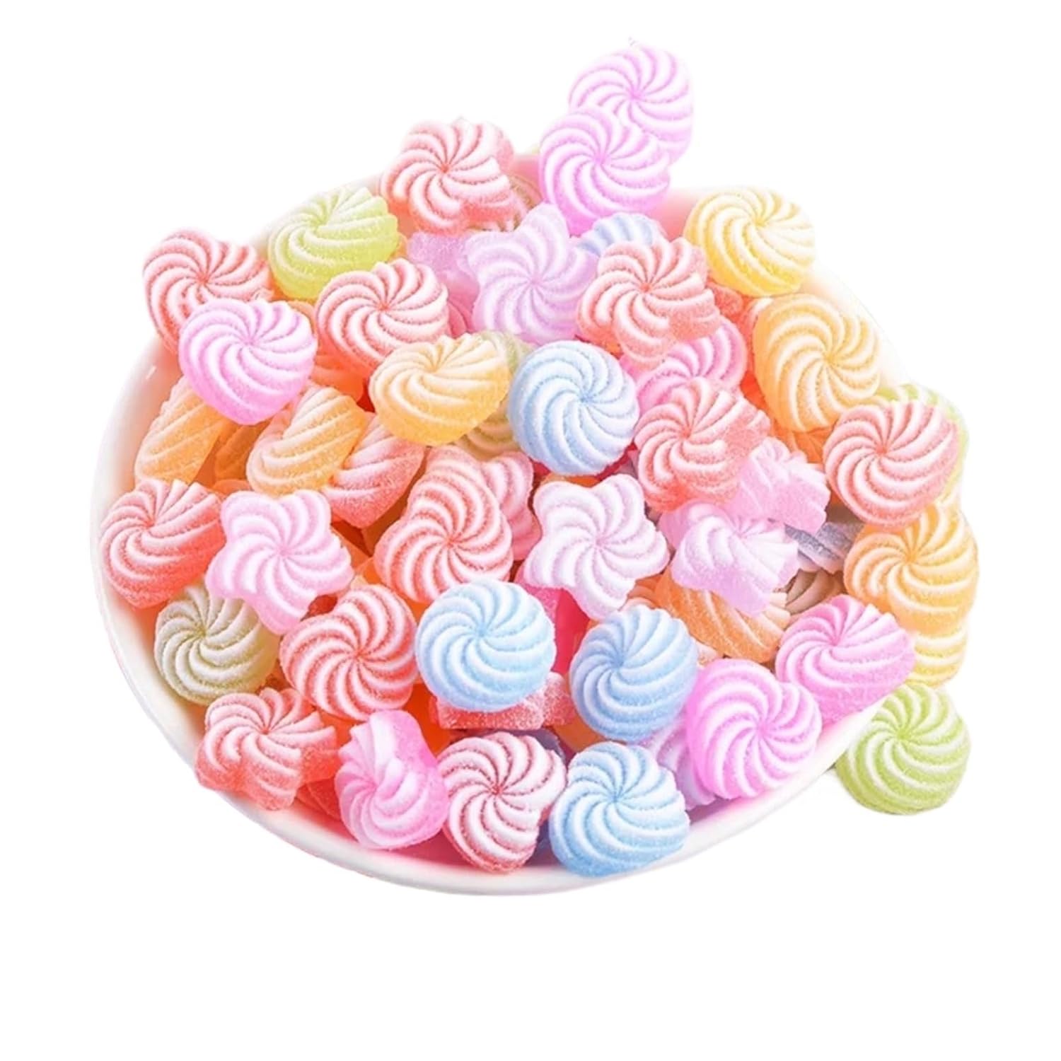 Nail Decoration 20pcs Adorable Mini Cartoon Heart-Shaped Candy Rubber Resin Cabochon Gem Scrapbooking DIY Wedding Hair Clip Ornament Craft(Color2)