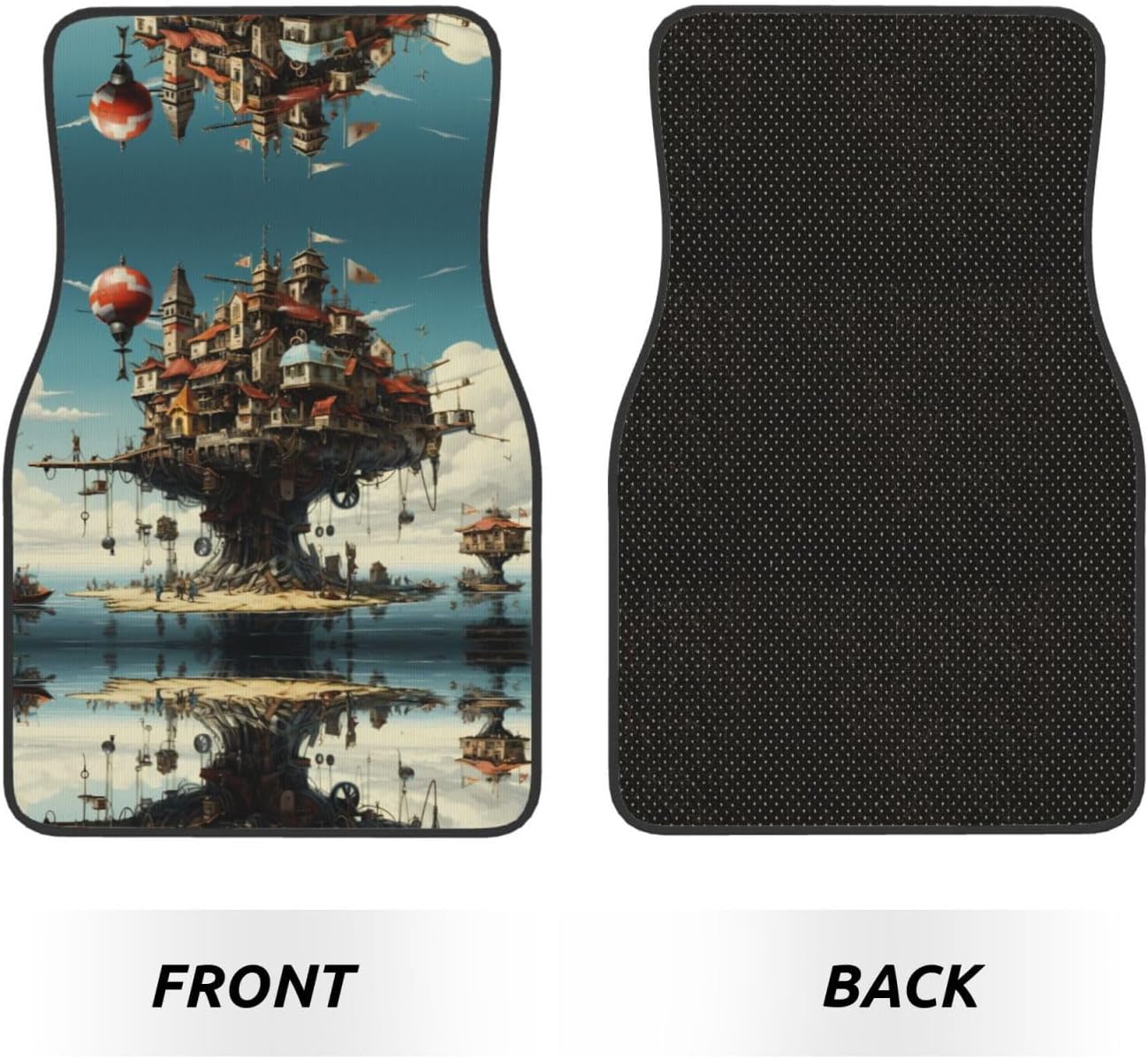 Levitating Cities Patterned car mats 4-piece set | For cars/SUVs/trucks | Firm fit without displacement