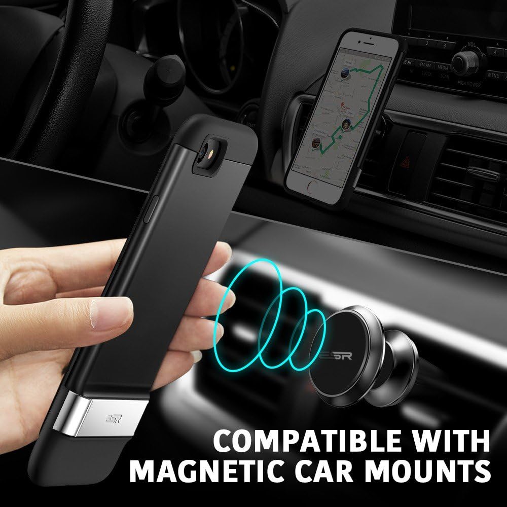 ESR iPhone 7 Case, iPhone 7 Metal Kickstand Case, [Vertical and Horizontal Stand] and [Magnetic Car-Mount Function] Hard PC Back + Flexible Bumper Protective Cover for 4.7 inches iPhone 7 (Black)