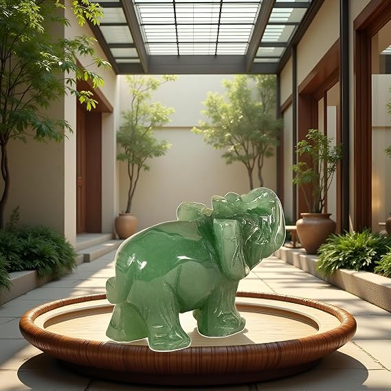 Green Elephant Ornament Handcraft Natural Green Jade Stone Elephant Statue Decor Toys in Hand