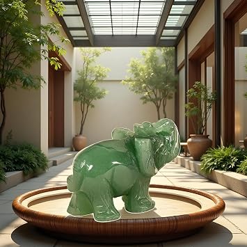 Green Elephant Ornament Handcraft Natural Green Jade Stone Elephant Statue Decor Toys in Hand