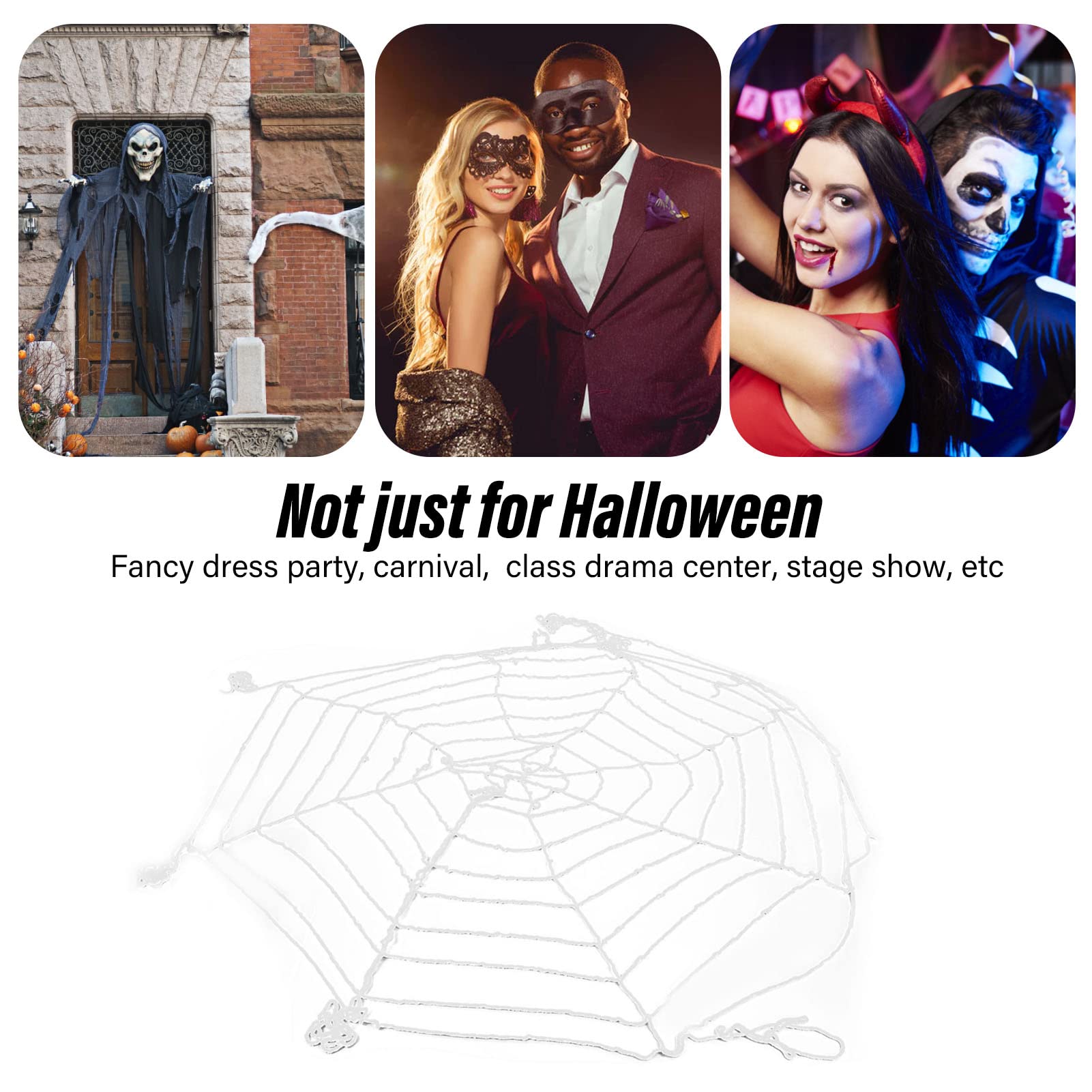 aqxreight Haunted House Decor, 3.6m Large Spider Web Halloween Decoration for Outdoor Indoor Party Yard, White Round Net Spooky Cobwebs, Cotton Material, Reusable, Easy to with