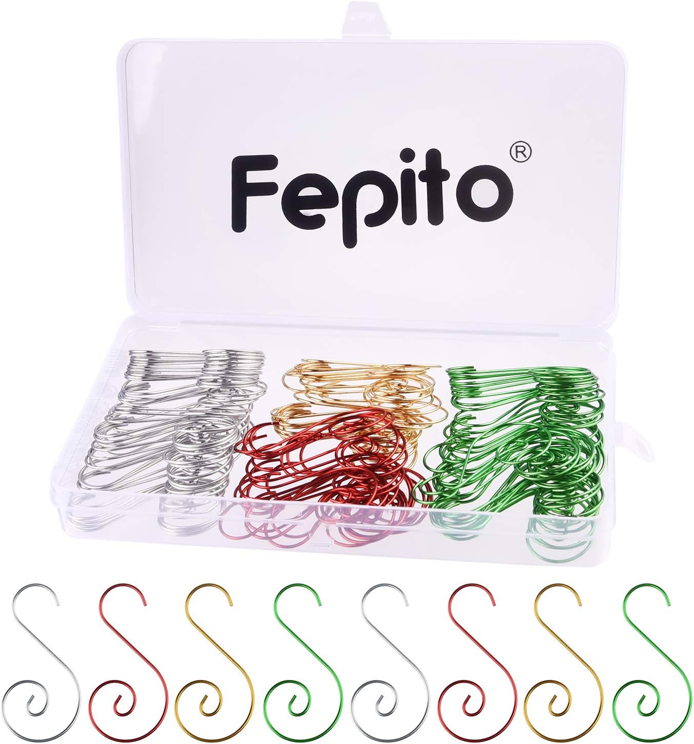 FEPITO 120 Pcs Christmas Ornament Hooks Hangers, Stainless Steel