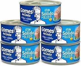 Kit com 5 Latas - Atum Sólido em Óleo Gomes da Costa 170g - Peixe Premium de Lotes Selecionados - Fonte de Proteínas e Ômega 3 - Para Famílias Grandes e Consumo Frequente