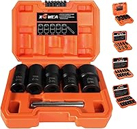 Vista 8 de XEWEA Juego de extractor de tuercas de perno, 5 piezas de 1/2 unidad de rueda rota de extracción de tuercas de llanta y extracción de tuercas