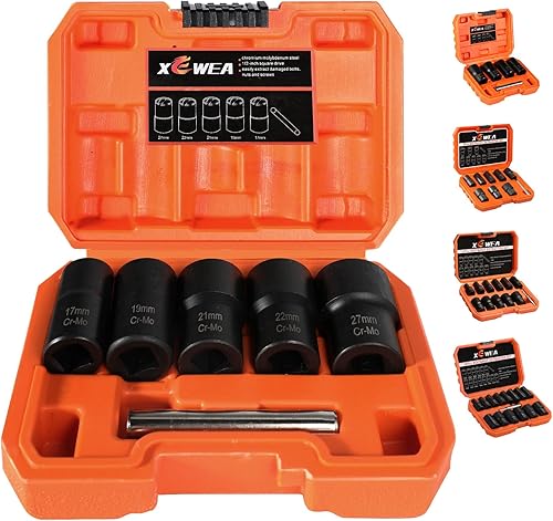 Miniatura 8 de XEWEA Juego de extractor de tuercas de perno, 5 piezas de 1/2 unidad de rueda rota de extracción de tuercas de llanta y extracción de tuercas