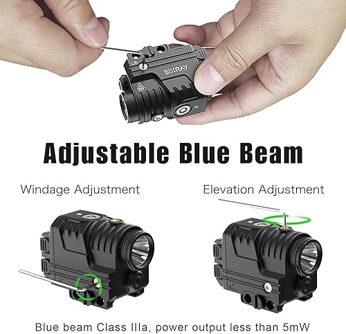 Miniatura 3 de Combo láser y linterna de haz azul para pistola, linterna táctica recargable montada en riel, combo láser apto para Picatinny, haz azul clase IIIA,