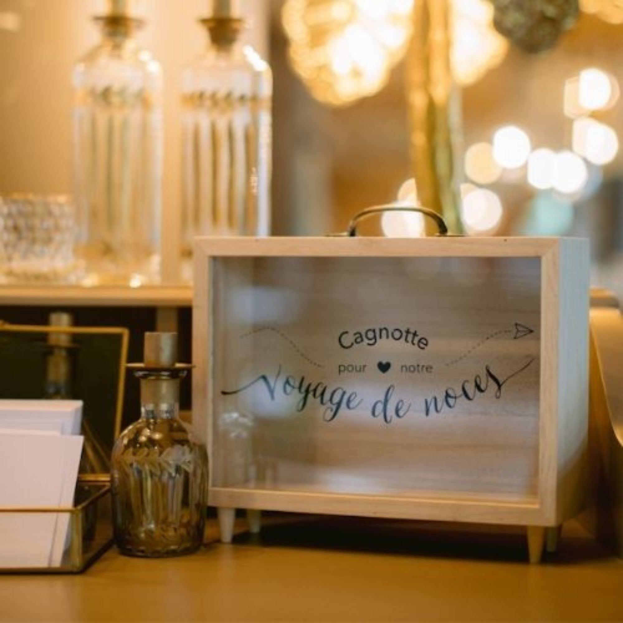 Urne mariage - Urne transparente - Tirelire - Boite en bois - Caisse en bois | Decoration mariage champetre - Cadeau invites enveloppes - Accessoire