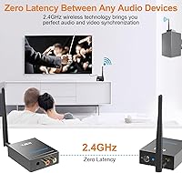 Vista 5 de 1Mii Receptor transmisor de audio inalámbrico de 2.4 GHz para TV, 320 pies de largo alcance 20 ms de bajo retardo 192 kHz/24 bits de audio HiFi, kit