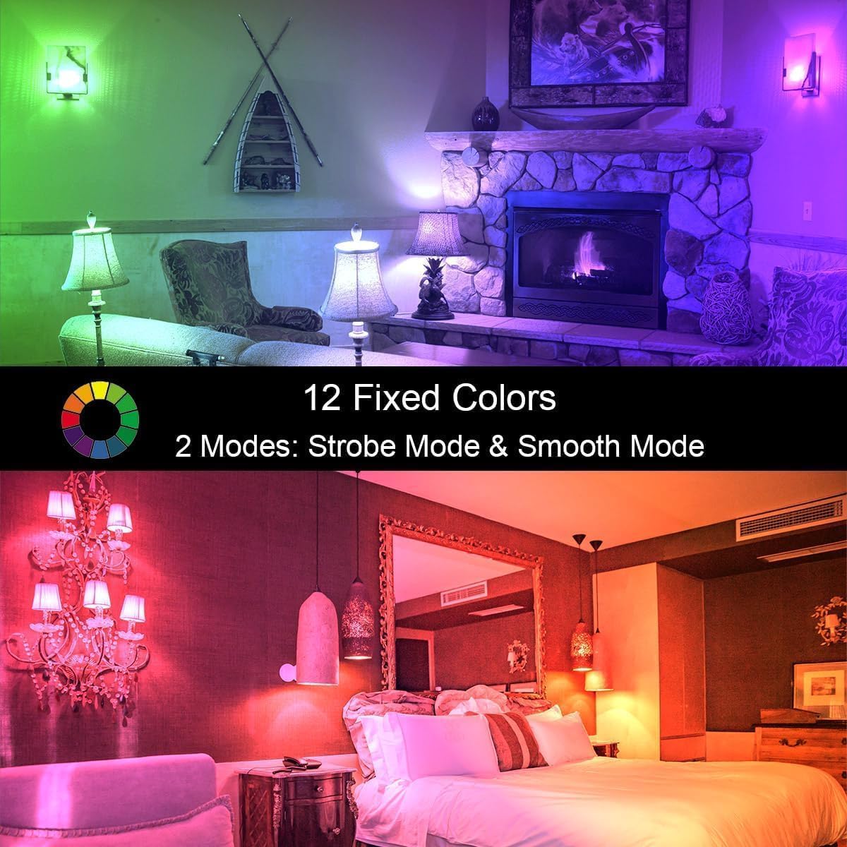 ILC E17 Intermediate Base LED Light Bulbs (40w Equivalent) 5W, Color Changing RGB, 5700K Daylight White, 12 Colors 2 Modes Timing with Remote Control (4 Pack)