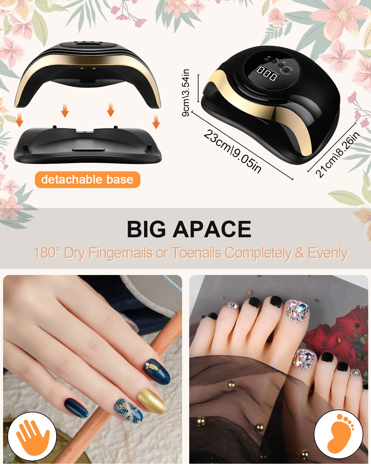 168 W Lampada per Unghie, Lampada a LED UV per Manicure e Pedicure 36 LED Lampada UV Unghie Professionale con Automatico Sensore Display 4 Timers da10s 30s 60s 99s