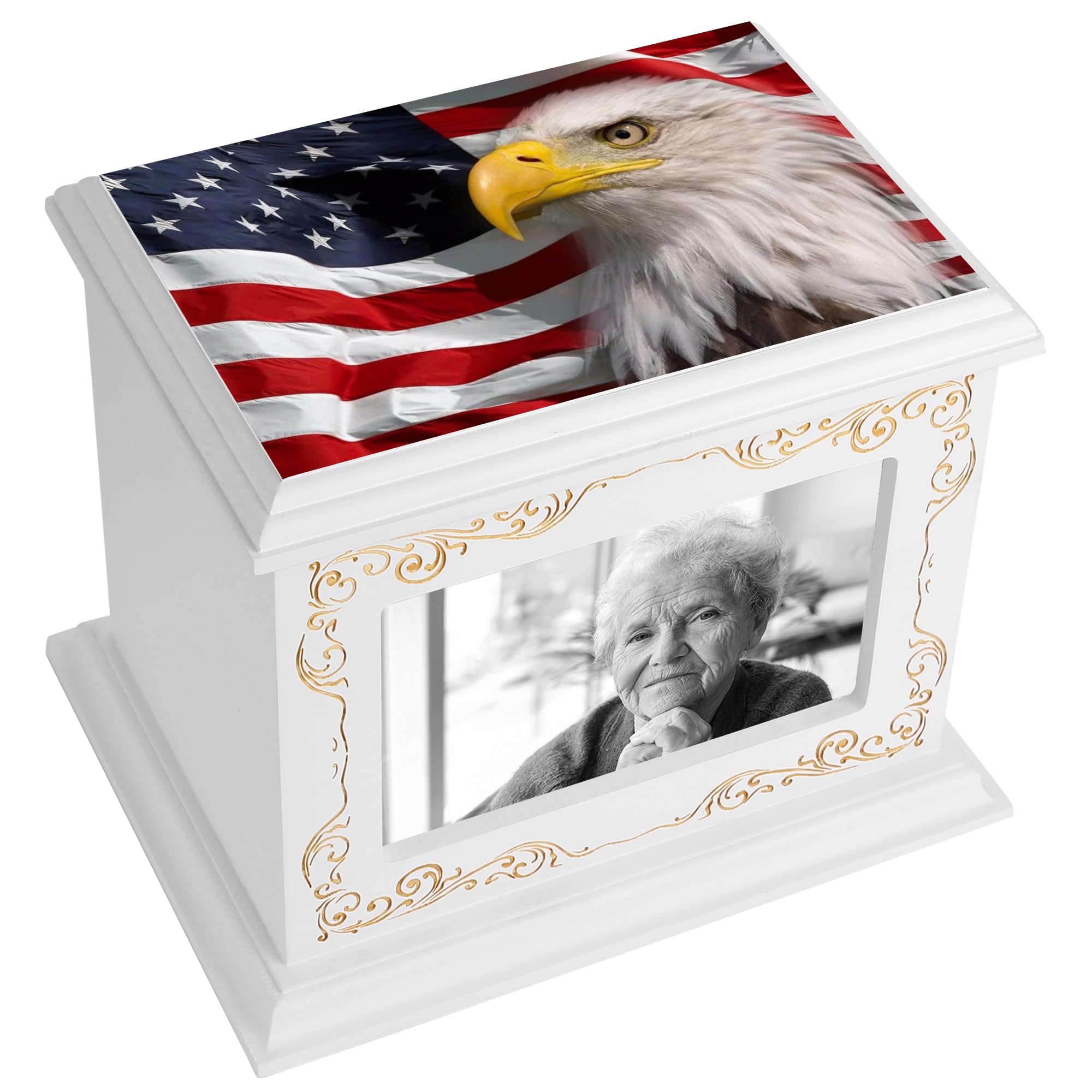 Cremation Urn for Human Ashes Adult Male or Female - Funeral Memorial With Photo Frame, Wooden Box and Casket for Men Women, Burial for Adults Up to 200 IBS