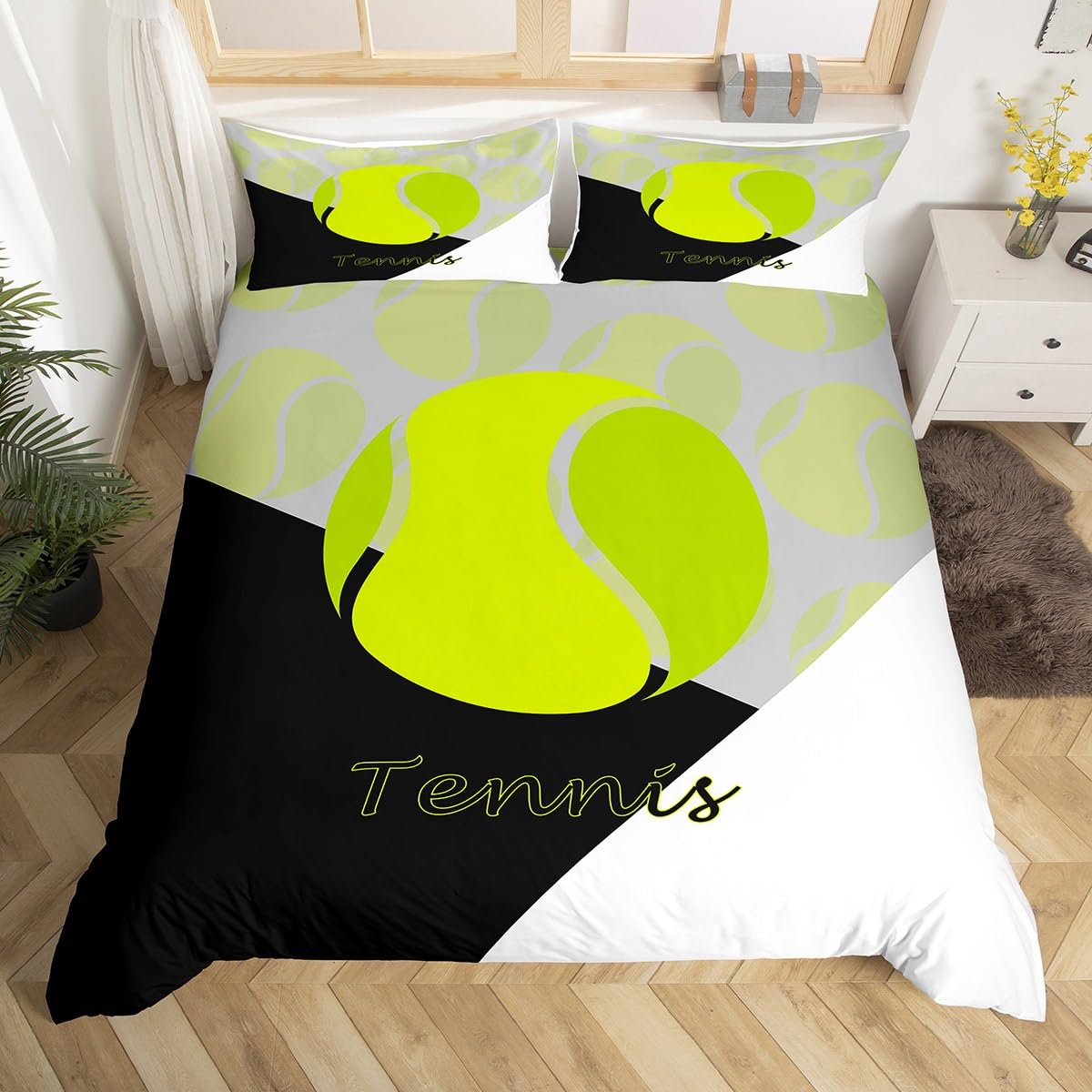 Housse de couette tennis jaune et noir Homemissing pour lit enfant