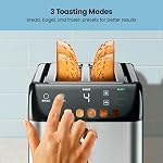 Chefman Smart Touch 4 Slice Digital Toaster, 6 Shade Settings, Stainless Steel Toaster 4 Slice with Extra-Wide Slots, Thick Bread Toaster and Bagel Toaster, +10, Defrost, Removable Crumb Tray