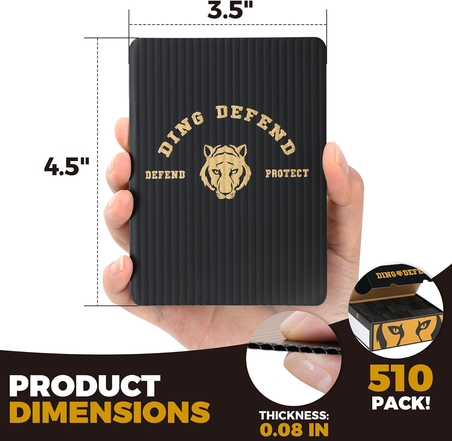 510 Pack Ding Defend Trading Card Shipping Protectors Hard Plastic Card Slab - Tiger Design Card Guard for Collectible Cards, Card Mailing Supplies & Hobby Supplies - 3.5 x 4.5 Inches, Packaging Pads