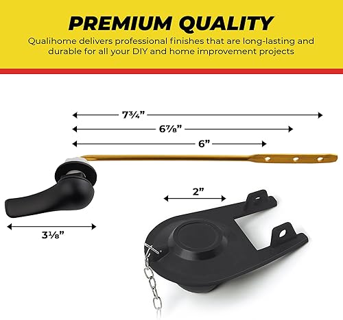 Miniatura 35 de Qualihome Kit de reemplazo de manija de inodoro de níquel cepillado de montaje frontal con kit de repuesto universal de 2 pulgadas y cadena de aleta