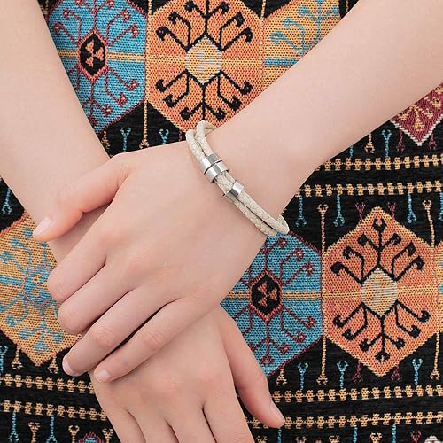 Miniatura 5 de Engrave Bracelets for Men Custom Gifts for Father Dad Name Bracelet with 1-6 Beaded Beads for Daddy Bracelet for Men Women Boyfriend Father's Day