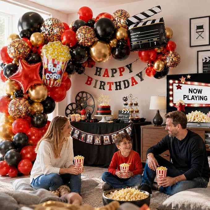 Kit de Arco de Globos Rojo Negro Dorado para Fiesta miniatura 4