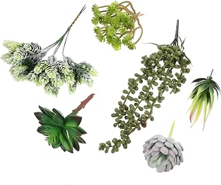 KALLORY PVC Artificial Succulents 6pcs DIY Flower Arrangement Decor