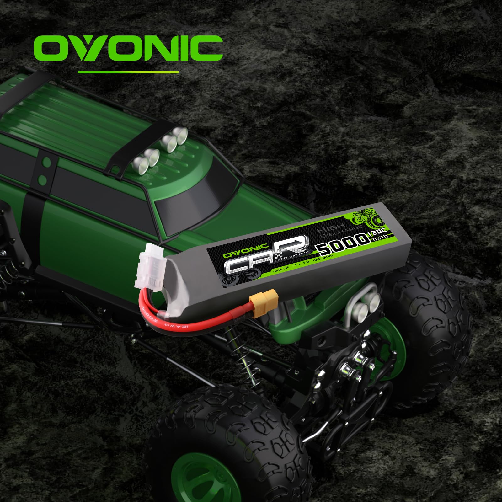 OVONIC Batteria LiPo 11.1V 3S 5200mAh 120C con spina TRA per RC Car RC Truck Aereo Elicottero Barca Auto Racing RC Hobby (2 pezzi)