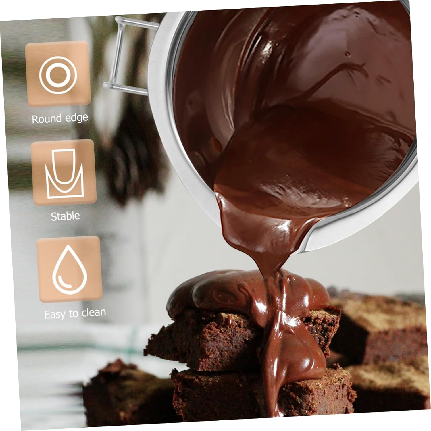 Cabilock Electric Fondue Pot for Chocolate Cheese Butter Melting Steel Pot Spoon