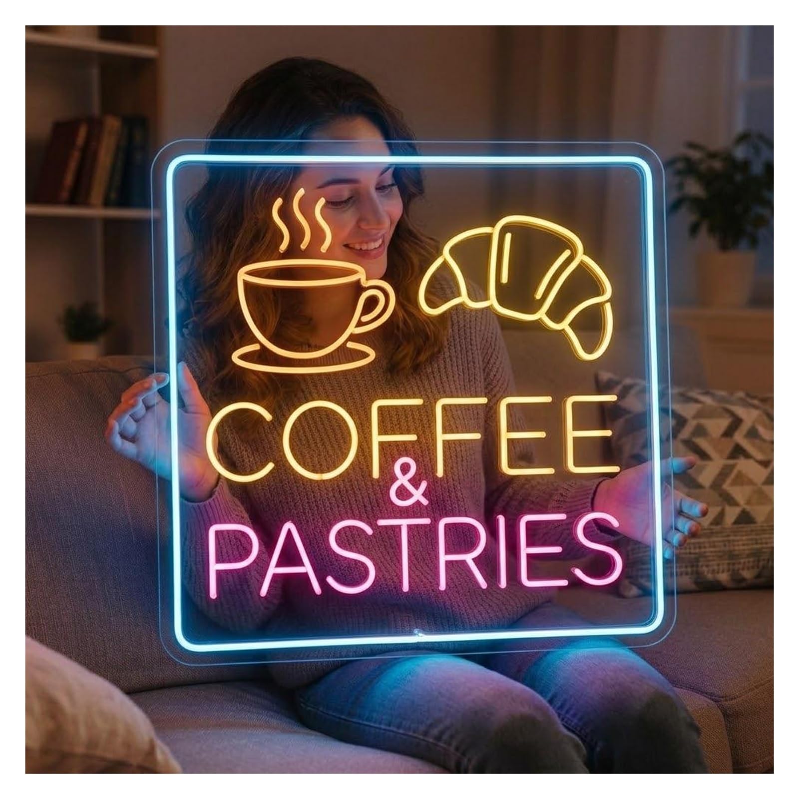 Decoración Lámparas Coffee Pastries Croissant Cafe Bakery Shop Letreros De Neón
