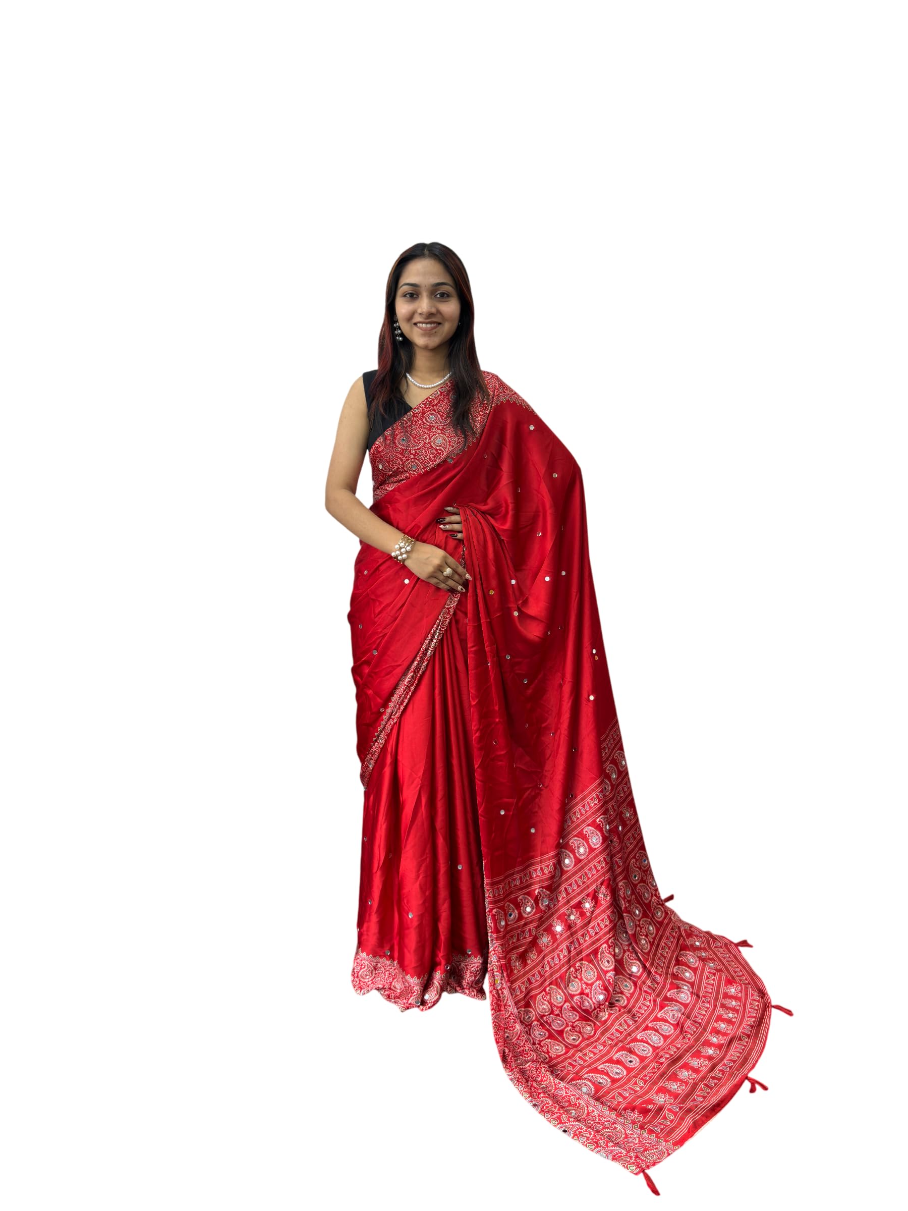 Real Mirror Work Semi Gajji Silk Soft and Smooth Saree-picture-50