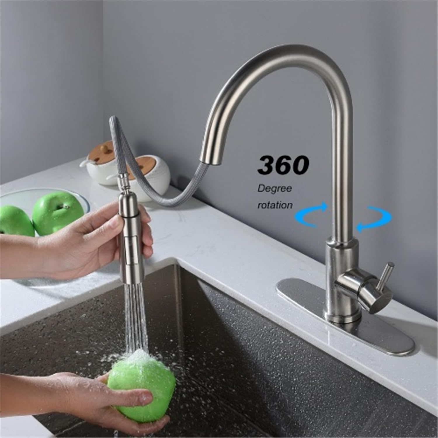 Touch Kitchen Faucet Sprayer Drain Head with Pull-Down Sprayer Suitable for Kitchen Restaurant Restroom Toilet