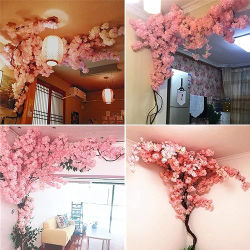 Miniatura 8 de KLgeri Flores artificiales grandes árboles de cerezo en flor de seda para bodas, ramas, tiendas, jardines, paredes de fondo grandes, decoración del
