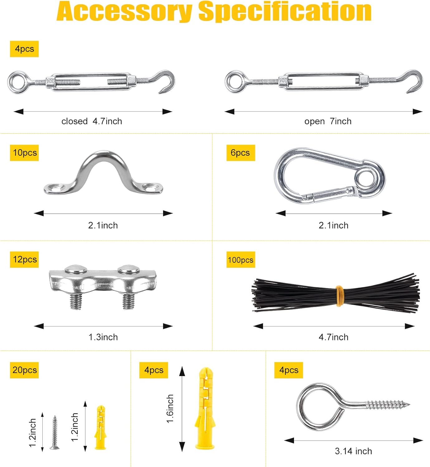 String Light Hanging Kit Outdoor Lighting Hanging Kit with 250 Ft Black Coated Wire Cable, Turnbuckle, Hooks and Enough Outdoor Accessories for Outside, Patio, Garden