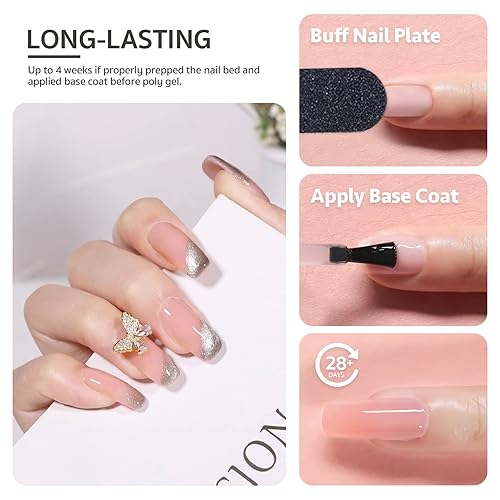 Miniatura 5 de GAOY Gel de polietileno, gel de extensión de uñas de 2.16 oz, gel constructor de uñas rosa claro para principiantes y profesionales de arte de uñas,