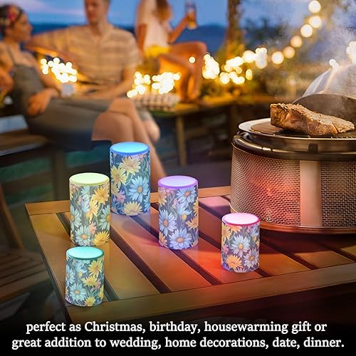 Vista 273 de Velas parpadeantes sin llama, velas LED moradas de mariposa lavanda con temporizador remoto, juego de 2 velas a pilas para San Valentín, boda