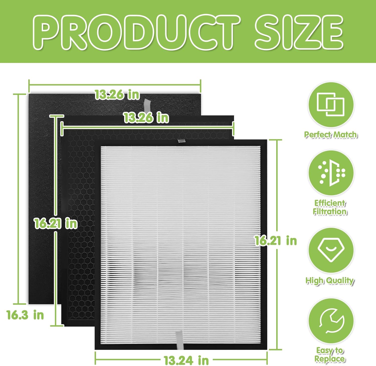 6 Pack 3000 Replacement Filters, Compatible with 3000, 3000M, 3000Pro Air Pur-ifier, 1 Efficiency Air Filters,1 Activated Carbon Filters and 4 Carbon Pre-Filters - Image 3