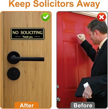 2 Pack No Soliciting Sign for House, Strong Self-Adhesive No Solicitation Signs, 7.9