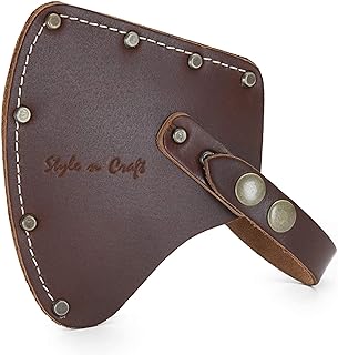 Style n Craft Camper's Hatchet Sheath, Full-Grain Leather Axe Sheath, Camping Hatchet Sheath with Secure Covering for Axe Head, Dark Tan (#98025)