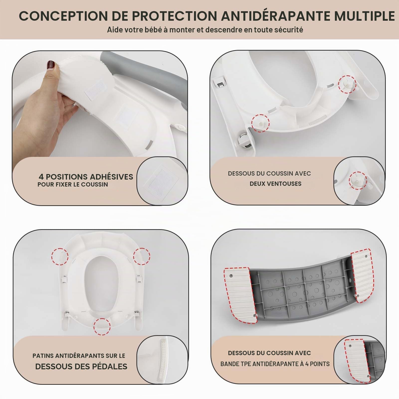 Royouzi Réducteur Toilette Enfant, Toilette Pot WC Bebe Enfant, Réducteur WC Enfant, Bébé de Siege Reducteur avec Marche, Rehausseur Chaise Réducteur Toilettes, Pliable Petit Enfants Siège