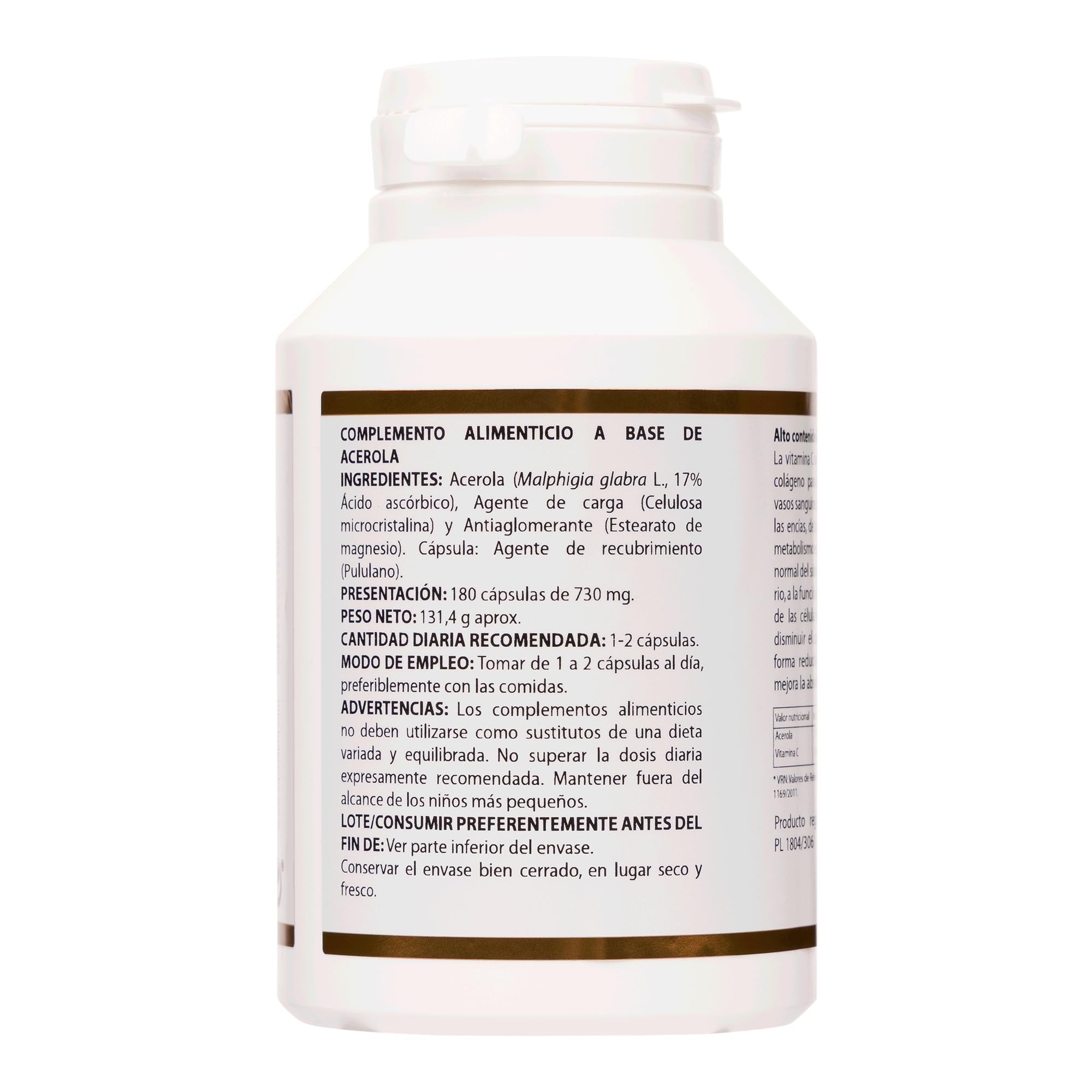 Holovit Acerola (vitamina C natural) de Equisalud, 180 cápsulas