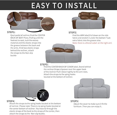 Miniatura 620 de Funda elástica para sofá reclinable de fácil colocación, Tela mezcla de poliéster Algodón, Arena